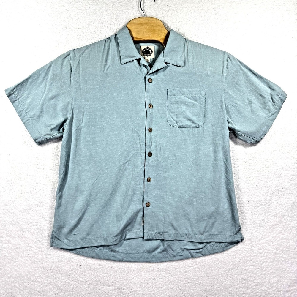 Paradise Collection Shirt Mens L Blue 100% Fine‎ Washable Silk Lightweight